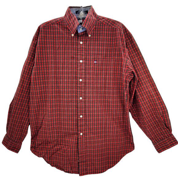 Tommy Hilfiger Plaid button collar Long Sleeve Button Up Vintage Mens Shirt Top - Picture 1 of 16